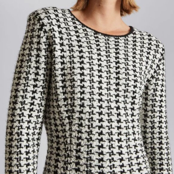 & Other Stories Wool Alpaca Blend Houndstooth Dress Black White - Picture 2 of 14
